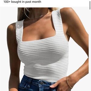 NEVER WORN Amazon White Ribbed Tank Top